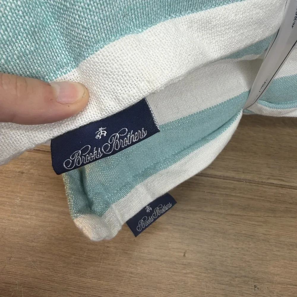 NWT Brooks Brothers Coastal Striped Throw Pillows Set 2 Fade Resistant Nautical